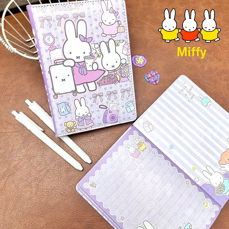 Kawaii Miffy Notebook Cute Cartoon Miffy Color Pages Notebook Cartoon Diary Notebook Soft Leather Handwriting Booklet