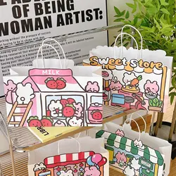 2 Pcs Cute Rabbit Cloud Shop Paper Bag Handbag Shopping Bag Packaging Bag Gift Bag Storage Bag Gift Packaging