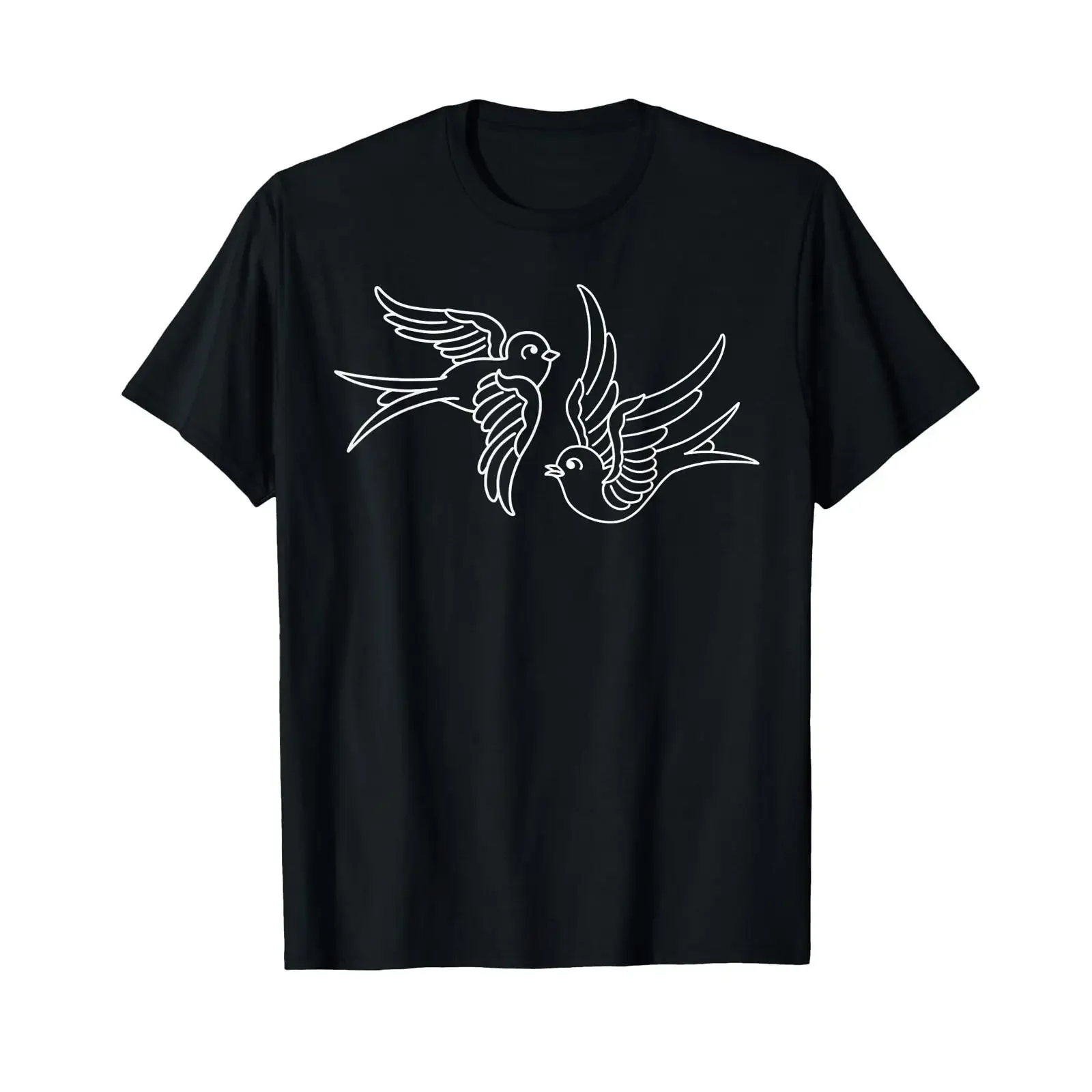 American Traditional Swallow Design Tattoo T Shirt vintage Washed Top For Everyday Wear Comfortable streetwear Breathable