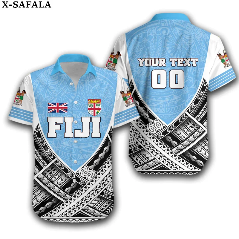 Fiji Rugby Polynesia Fiji For 7s, Its Time 3D Print Mens Hawaiian Beach Shirt  BUTTON UP SHIRT Fashion Short Sleeve Tops-2