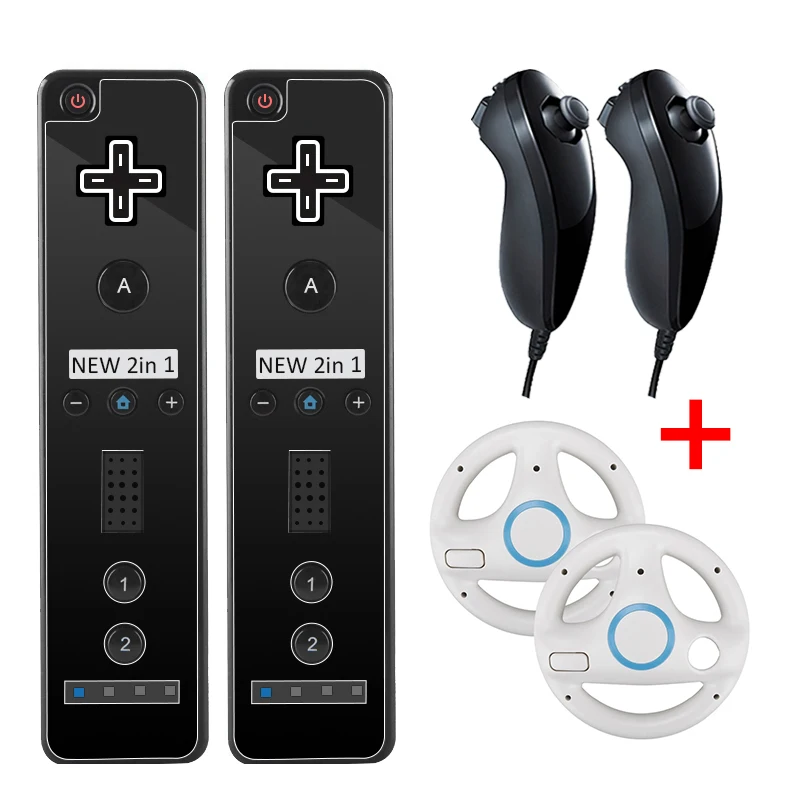 

New Set Motion Plus Remote Controller for Wii Console Wireless Gamepad with Steering Wheel for Nintendo Wii U Games Control