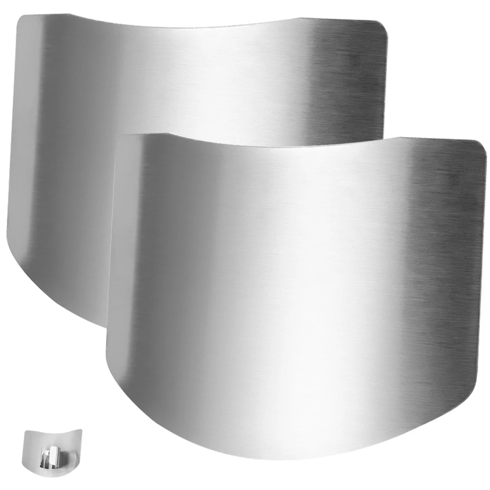 2Pcs Stainless Steel Finger Guards Kitchen Cutting Hand Safeguard Anti Rust Elastic Silver Fingertip Adjustable Fit Most Fingers