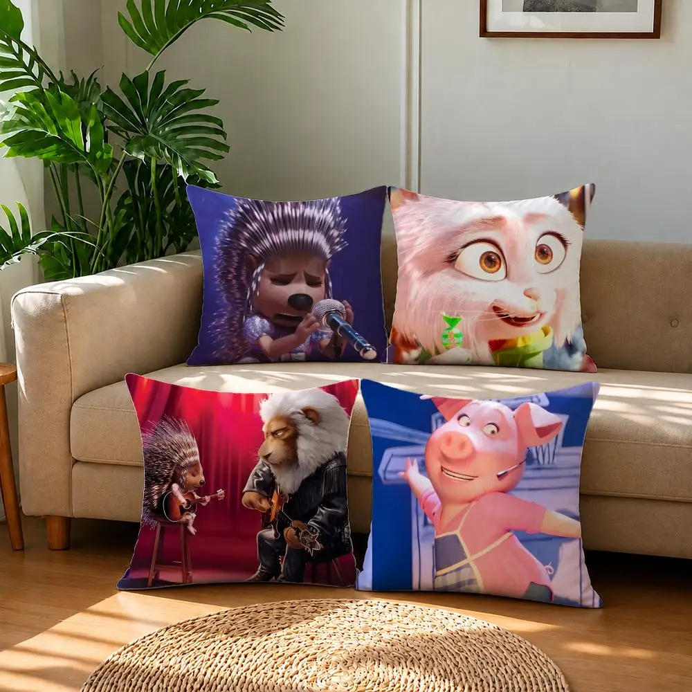 Movie Sing 2 Cushion Cover Short Plush Pillowcase, Sofa Bedroom Home Decor & Holiday Gift