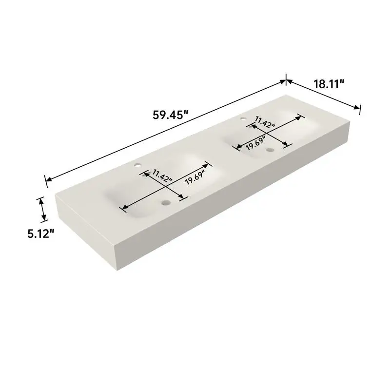حوض الغرور ذو السطح الصلب من الراتنج الحجري لحوض الحمام - تصميم متين وعصري مع سهولة التركيب والصيانة