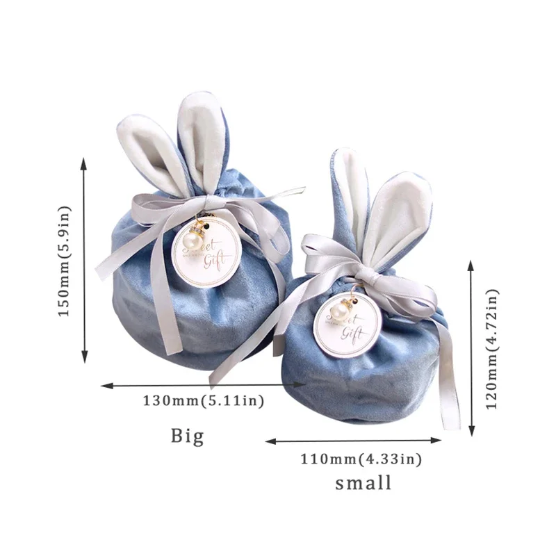 New Rabbit Ears Candy Bag Easter Bags Velvet Draw String Candy Bags Gift Packing Bags Party Decoration Navidad Drop Shipping