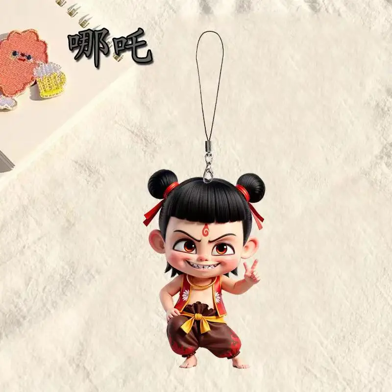 Ne Zha 2 Cartoon Keychain Anime  Aobing Action Figures Acrylic Keys Ring Accessories Key Chain Toys for Children Gifts