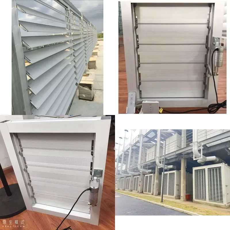 Outdoor Automatic Aluminum Horizontal Louvered Shutters with Electric Hurricane Protection Modern Design Durable Exterior