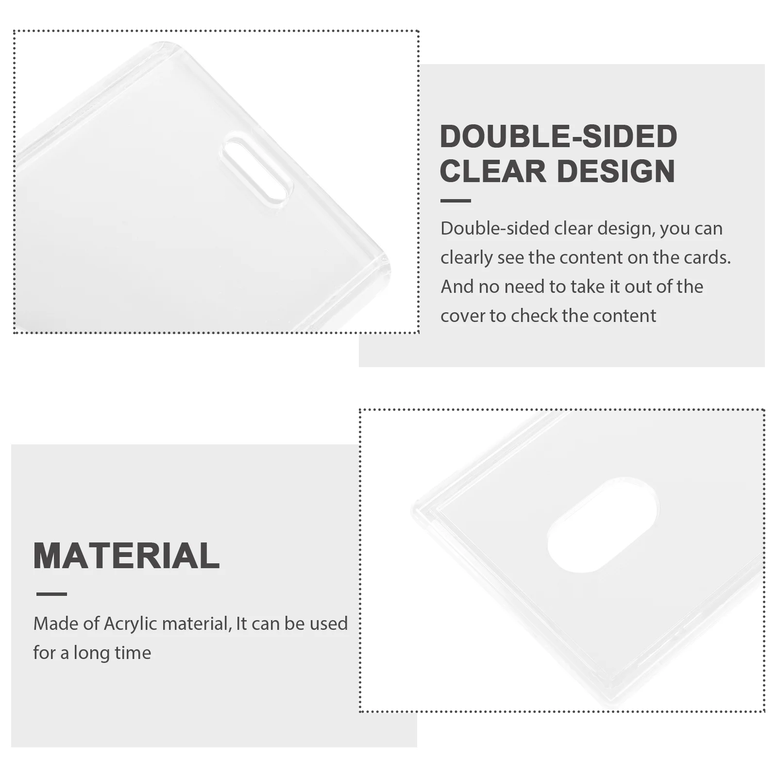 

6pcs Transparent Acrylic Card Sleeves Badge Holder Small Protective Cover for Staff Student Teacher Security Double