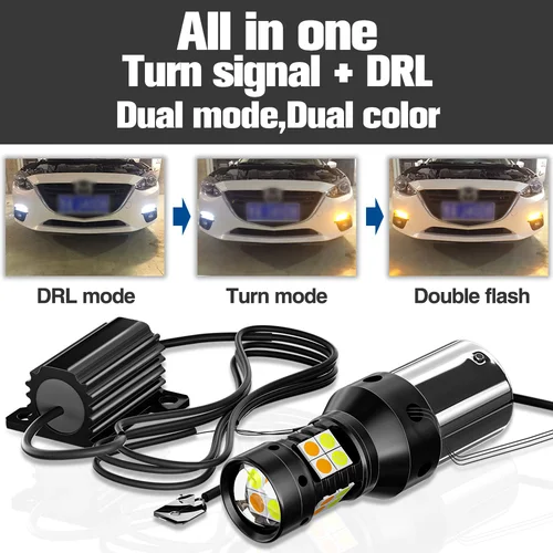 Imagen 2 del producto 2x LED señal de giro de modo Dual + luz de circulación diurna DRL para Peugeot 406 accesorios 1995-2004 1997 1998 1999 2000 2001 2002 2003
