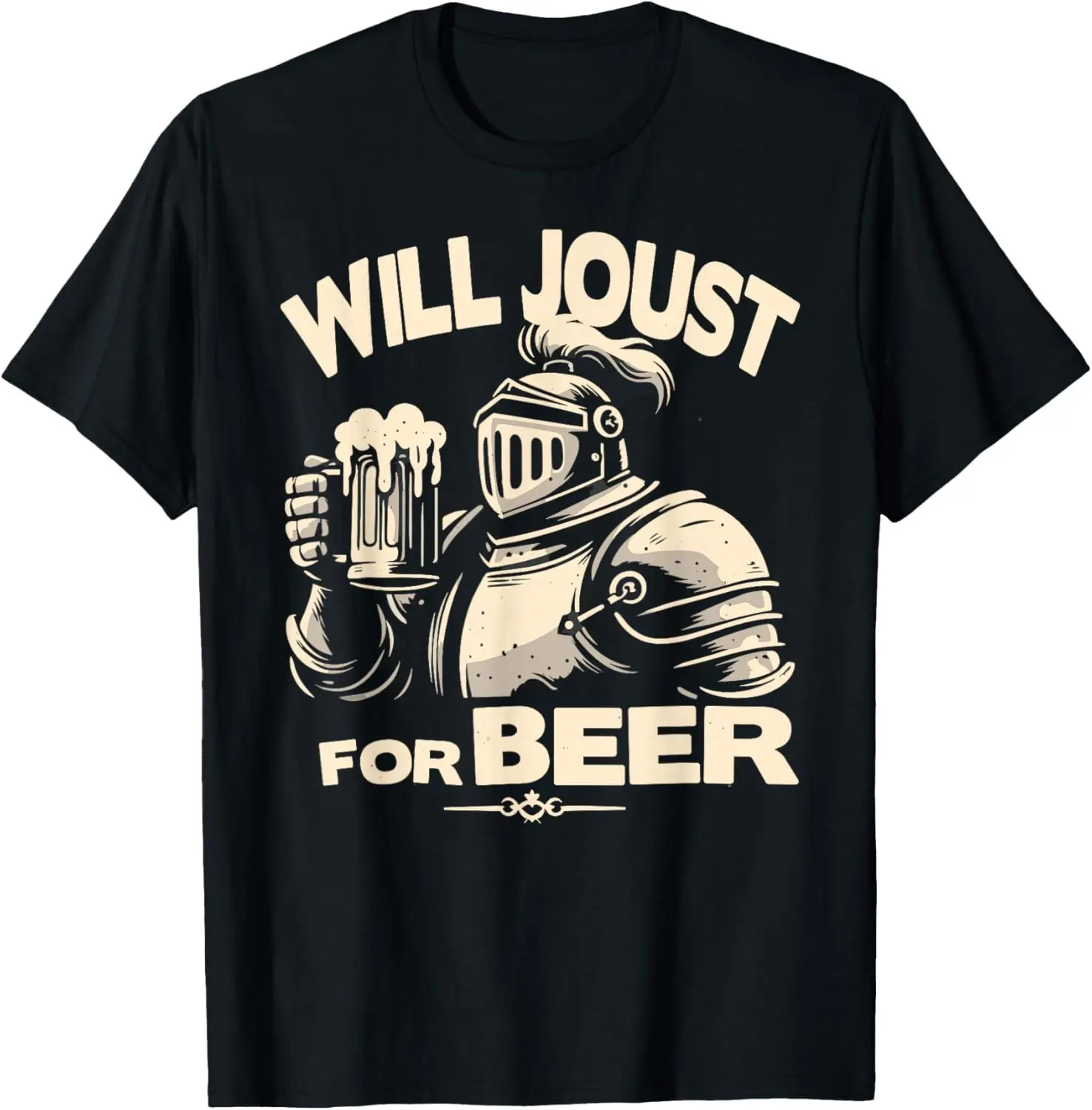 Medieval Renaissance Festival, Knight Beer Joust, Ren Faire T-Shirt 100% Cotton Trendy Y2K Short-Sleeve Tee – Soft,