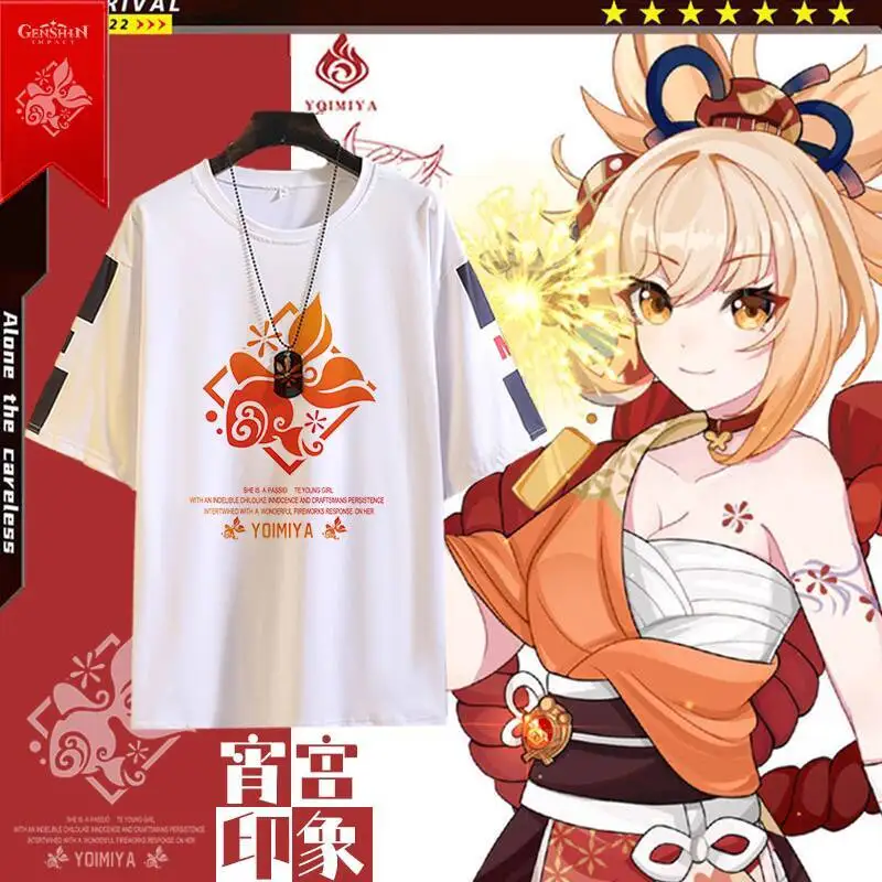 

Короткая футболка Geshi Impact Me, товары, свободный крой для студентов с половиной рукавов, Game Ad Aime Impressio, топ Xiao Palace для Anine