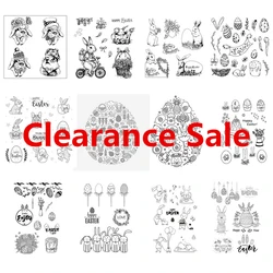 Clearance Sale Card Halloween Easter Egg Bunny Flower Basket Words Clear Stamps 14*14cm Craft NO Matal Cutting Dies Scrapbooking