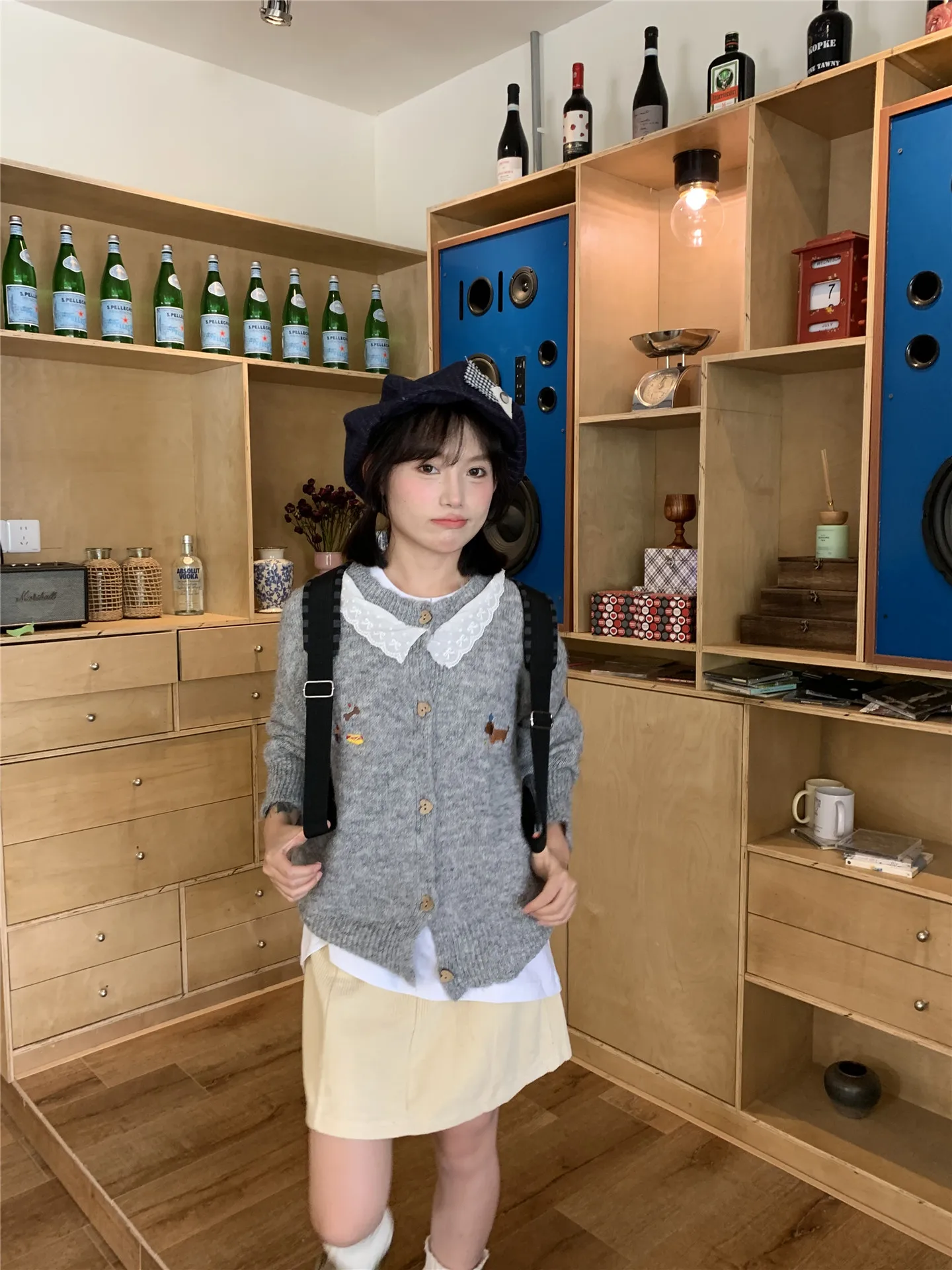 الحلو القلب منفذها ey المطرزة الدانتيل تقليم عقدة سترة سترة المرأة الخريف الشتاء ملابس خارجية صغيرة الحجم #4