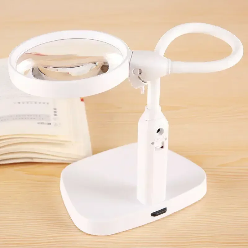 

Flexible Table Led Lighted Repairing Helping Hand Magnifier Desk Clip-on Stand Reading Magnifying Glass with Lamp Loupe 2x 5x