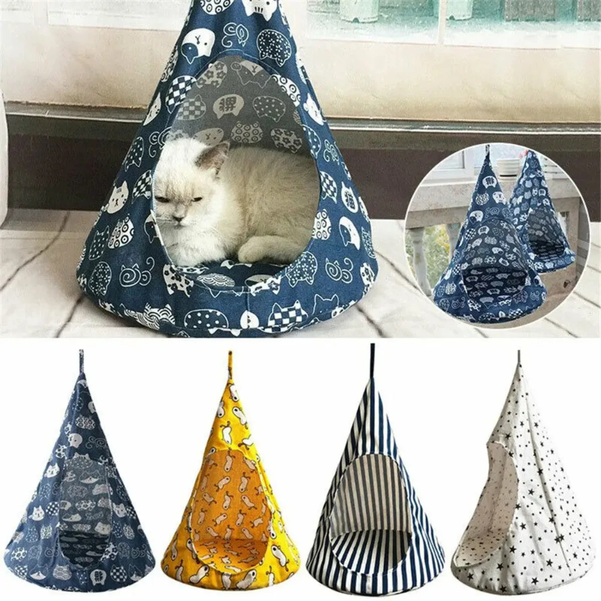 

Removable Cat Pet Hammock Conical Hanging House Bed Cage Soft Washable Pets Tent Kitten Nest