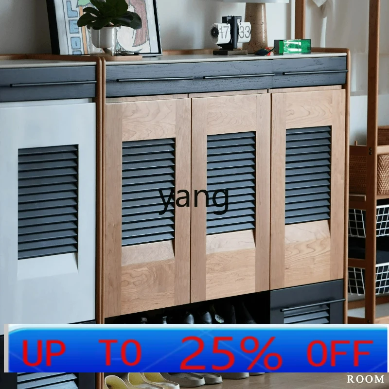 

LTT solid wood shoe cabinet medieval entrance cabinet cherry wood small apartment retro narrow shoe changing stool