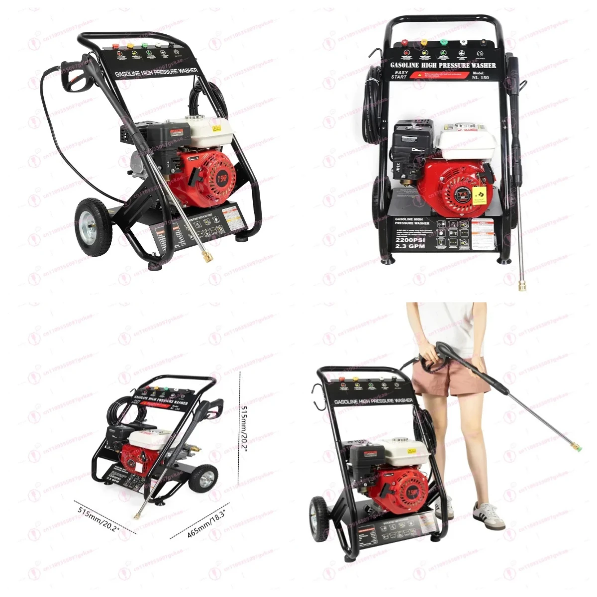 

Gold Seller 6.5HP Petrol Pressure Washer, High Pressure Jet Washer W/ 8m Hose and 5 Spray Nozzles Portable Power Washer 190 Bar