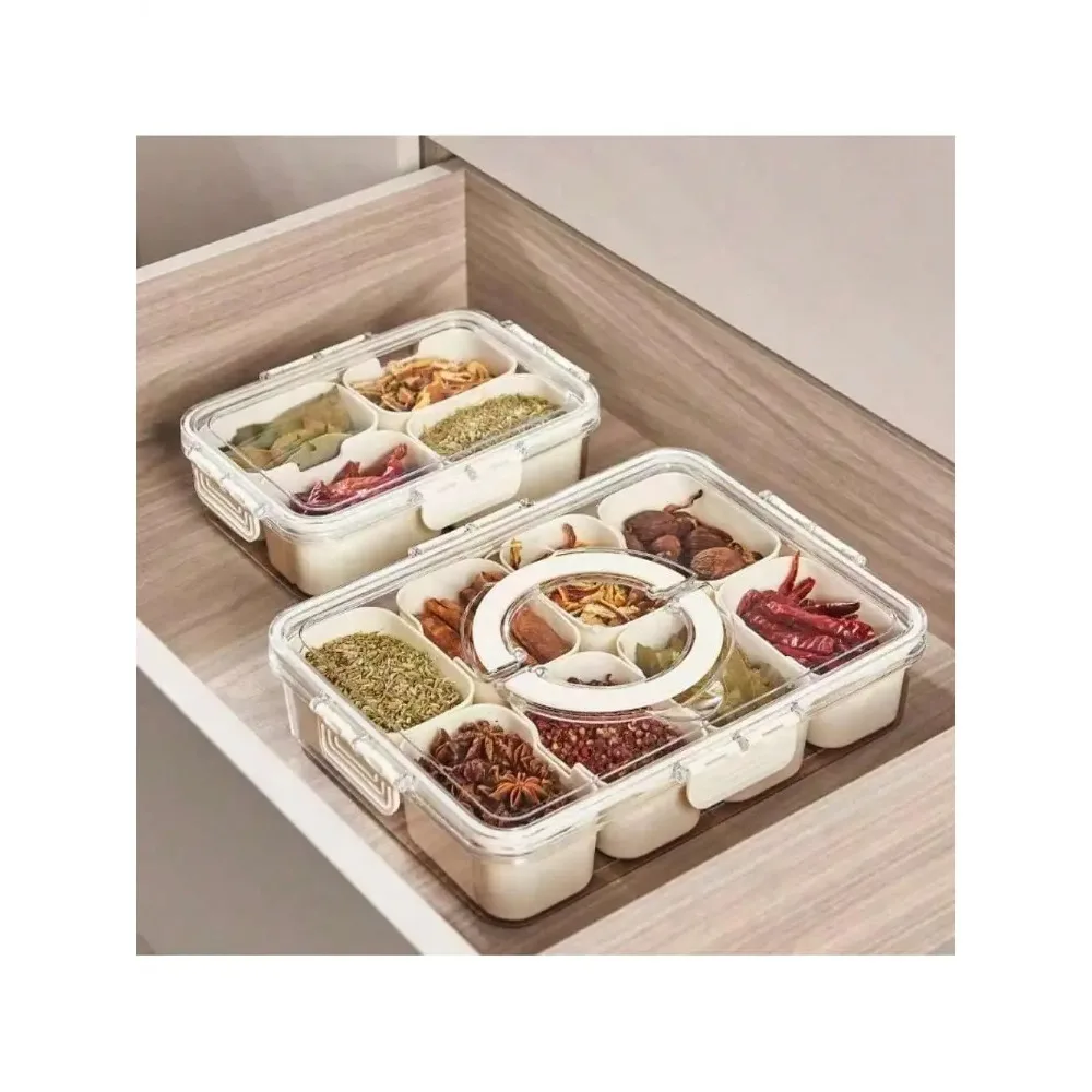 Divided Serving Tray With Lid Snack Box Container With Lid And Handle Divided Snack Box For Portable Snack Trays, Perfect For Candy, Fruit, And Treats view 3