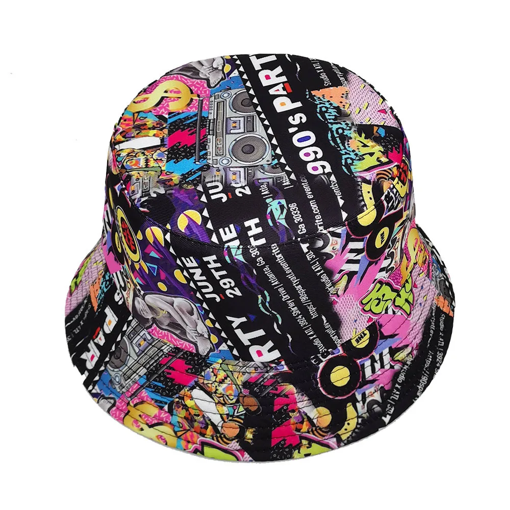 Classic 1990'S Party Reversible Bucket Hat Sunscreen Travel Panama Women Men Summer Sun Production Fisherman Hats Unisex Hiphop