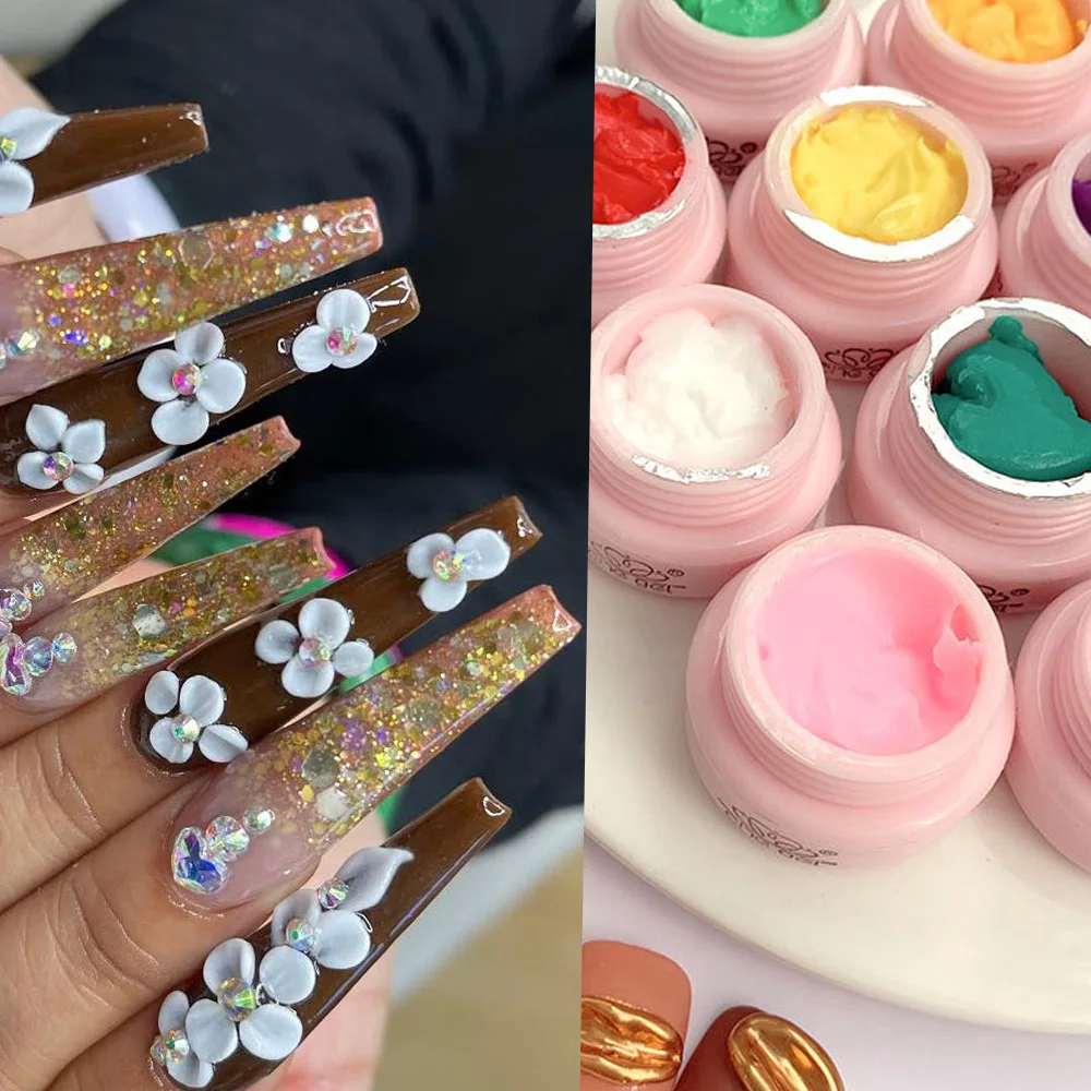 

12-Colors Sculpture Carving Acrylic Glue Colorful Plasticine Gum Soak Off Gel 5D Soild Creative Plasticine Gum Manicure Glue &*