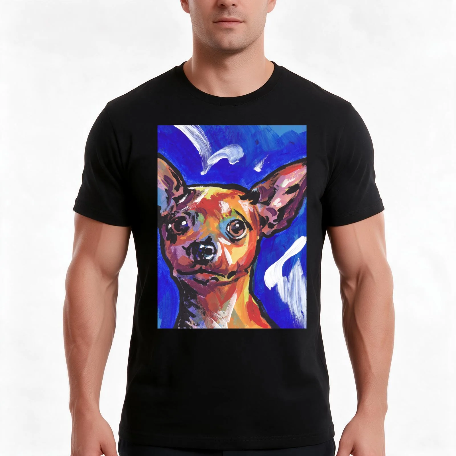 Miniature Pinscher Dog Bright colorful pop dog art T-Shirt, Summer Casual Cotton Tee, Oversized Streetwear Tops, 100% Cotton
