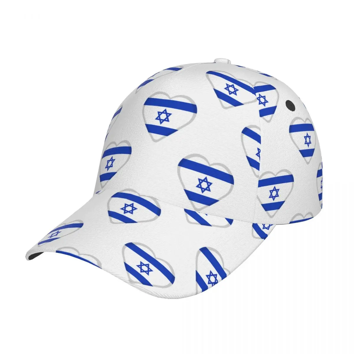 Unisex Outdoor Sport Sunscreen Baseball Hat Running Visor Cap Hearts With Israel Flag