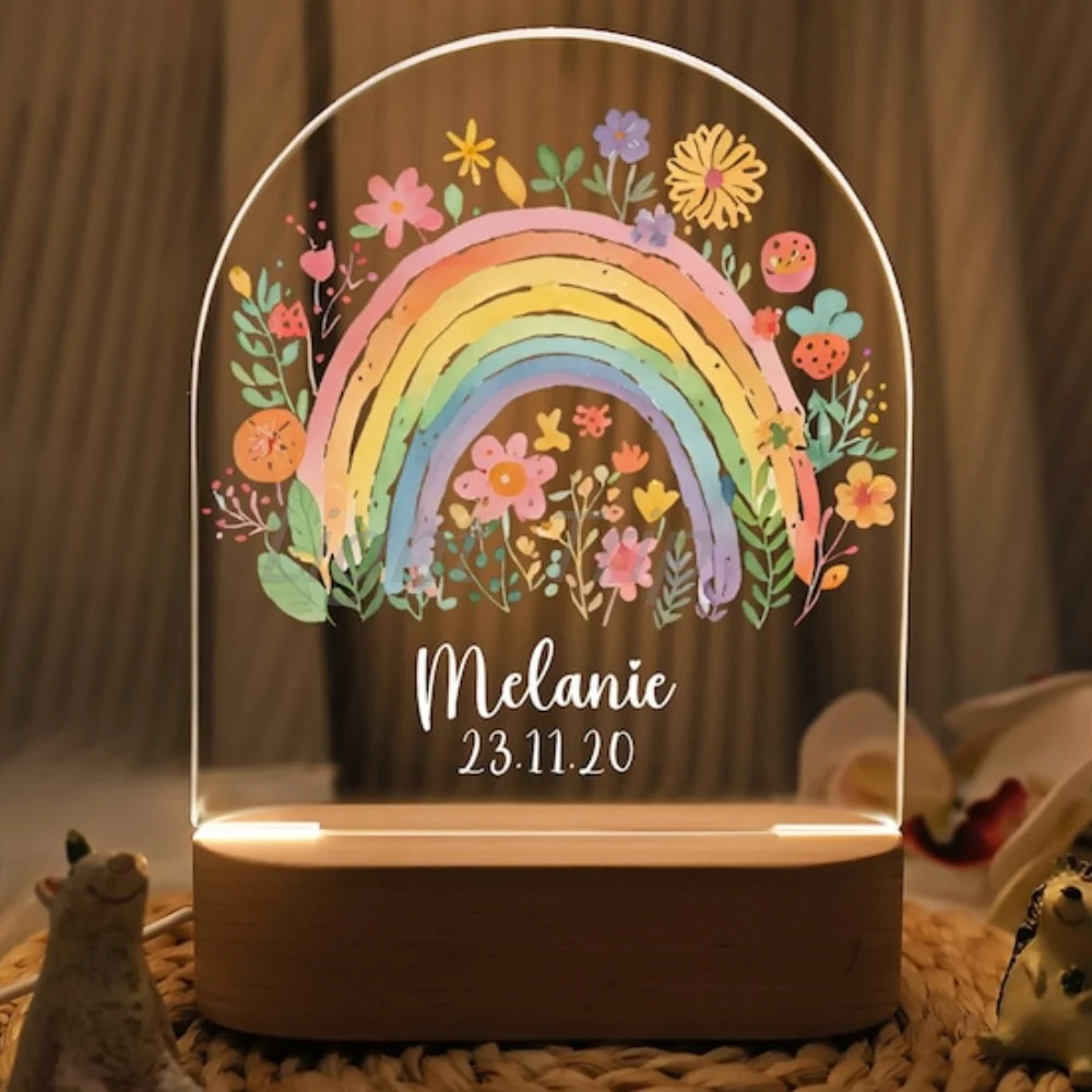 Luz Nocturna personalizada para bebé, regalo de Safari, luz nocturna de nacimiento, regalo de cumpleaños perfecto para niñas y niños