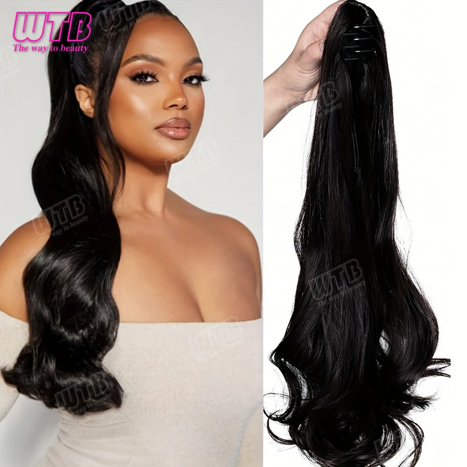 

Synthetic Claw On Ponytail Glamorous Curly Ponytails Clip In Hair Extensions 18inch Voluminous Wavy Hairpieces Heat- Resistant