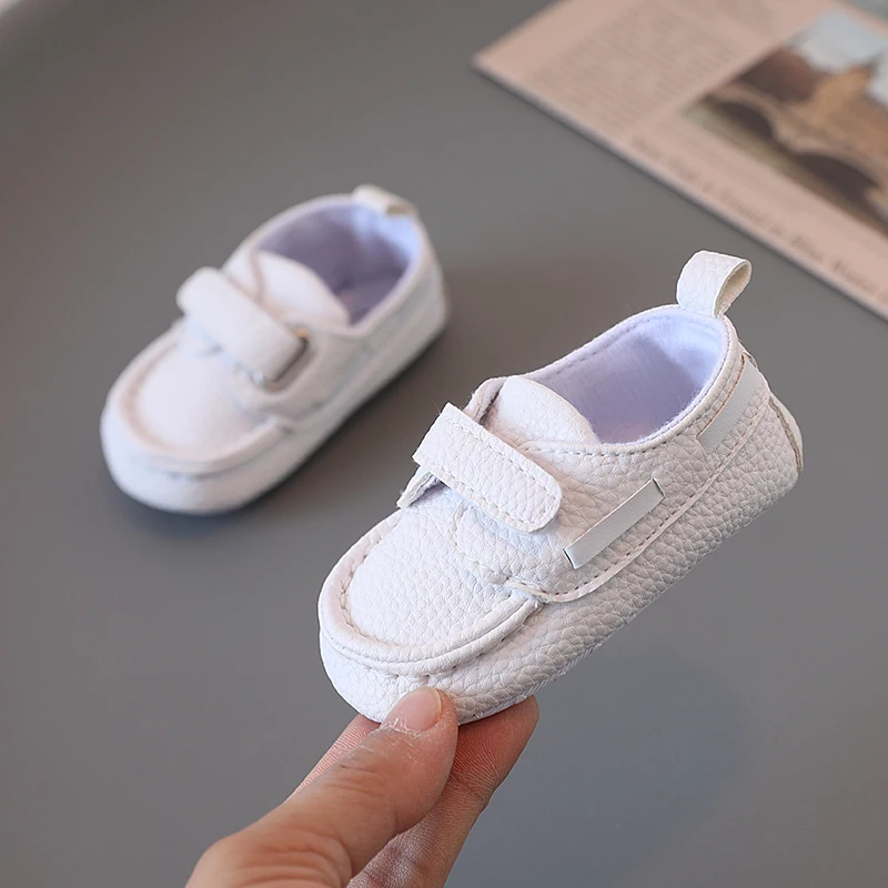 Infant Spring Shoe Newborn Infant Girls and Boys Recreational Baptism Non-Slip Walking Shoe White Soft-soled Sneaker Prewalker