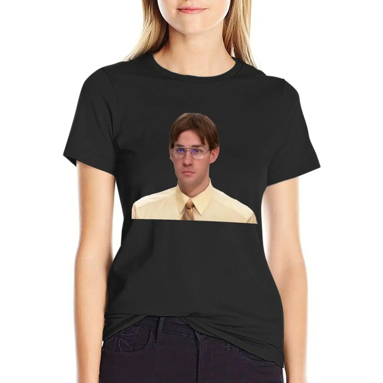 Jim Halpert As Dwight Sticker T-Shirt hippie clothes graphics korean fashion Women's tee shirt