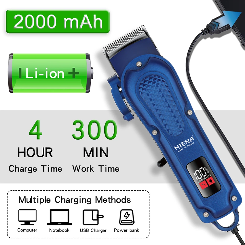 ハイエナバリカンコードレスヘアトリマープロフェッショナルヘアカットマシン電気 9000 rpm ヘアカットクリッパー男性用