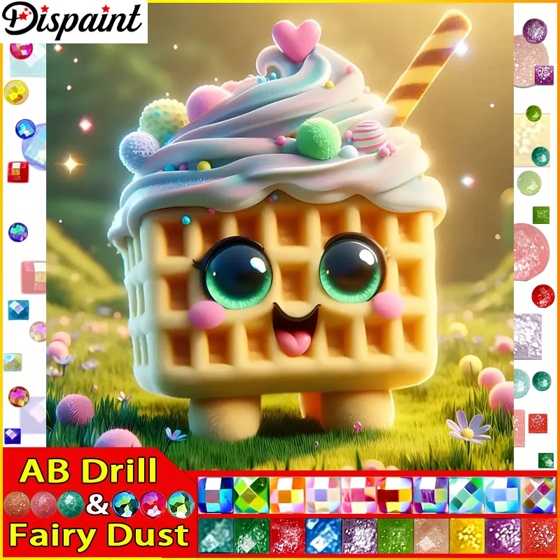 

Dispaint Fairy Dust AB Full Drill Diamond Painting "Scenery Ice Cream" DIY Picture Of Rhinestone 5D Diamond Embroidery Decor