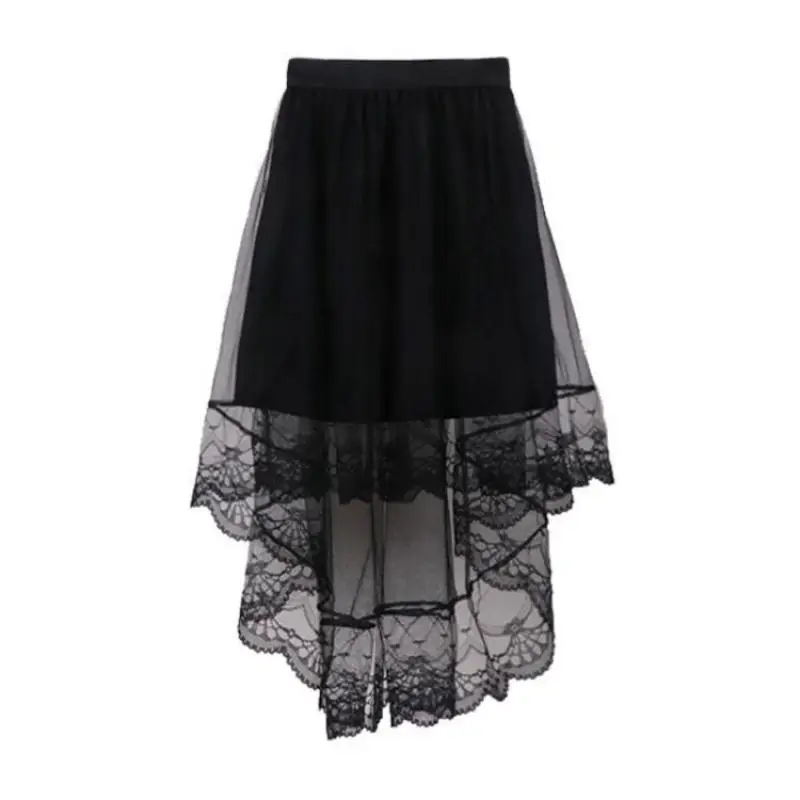 Very Fairy Mesh Lace Skirt Female Summer 2023 New Long Black Fashion Gauze Skirt Women