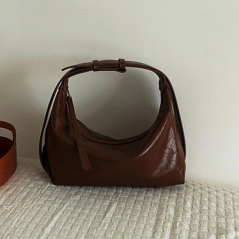 Single Shoulder Pillow Crossbody Bag Soft Texture Lychee Pattern Rice Box Handbag Bow Design Niche Commuting Versatile Bag