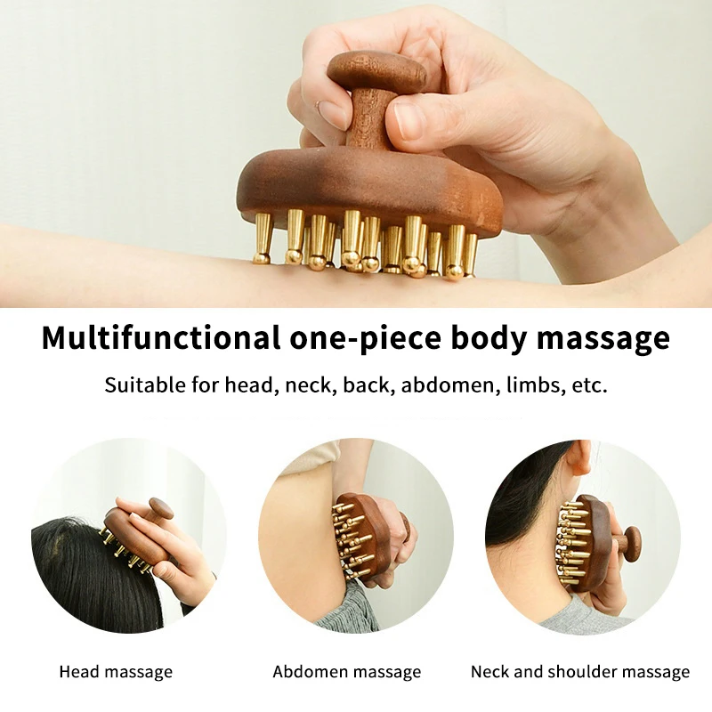Multi-Functional Wooden Therapy Massage Comb Scalp Head Massager Natural Wood Circular Tooth Guasha Scraping Body Massager