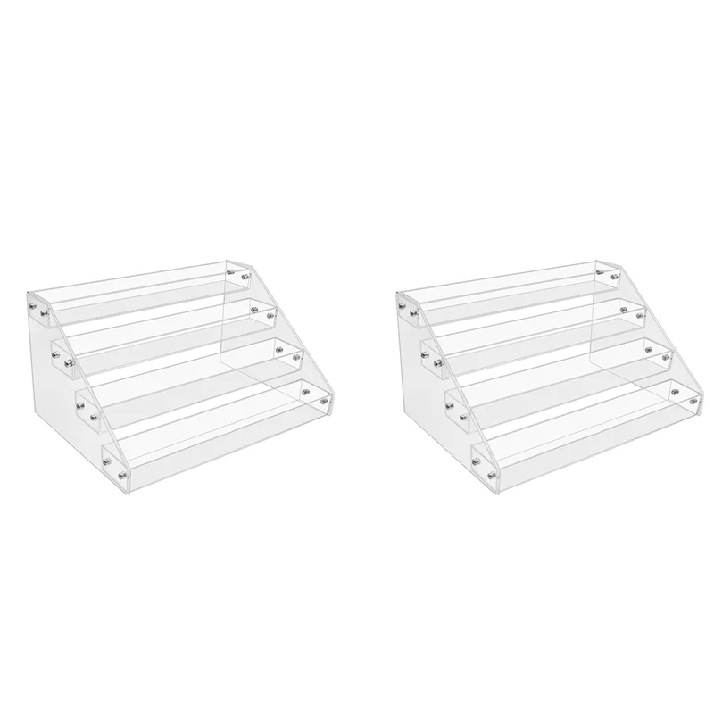 

2X 4-уровневый прозрачный акриловый держатель для компакт-дисков, каскадная стойка для хранения компакт-дисков, стойка для дисплея DVD/CD и подставка для хранения виниловых пластинок-AT36