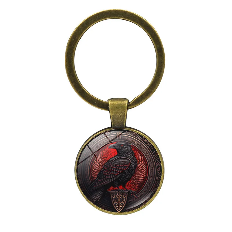 keychain raven Photo Keychain Fashion Jewelry Glass Picture Key chain Chain Men's Steampunk Bird Keychain Halloween