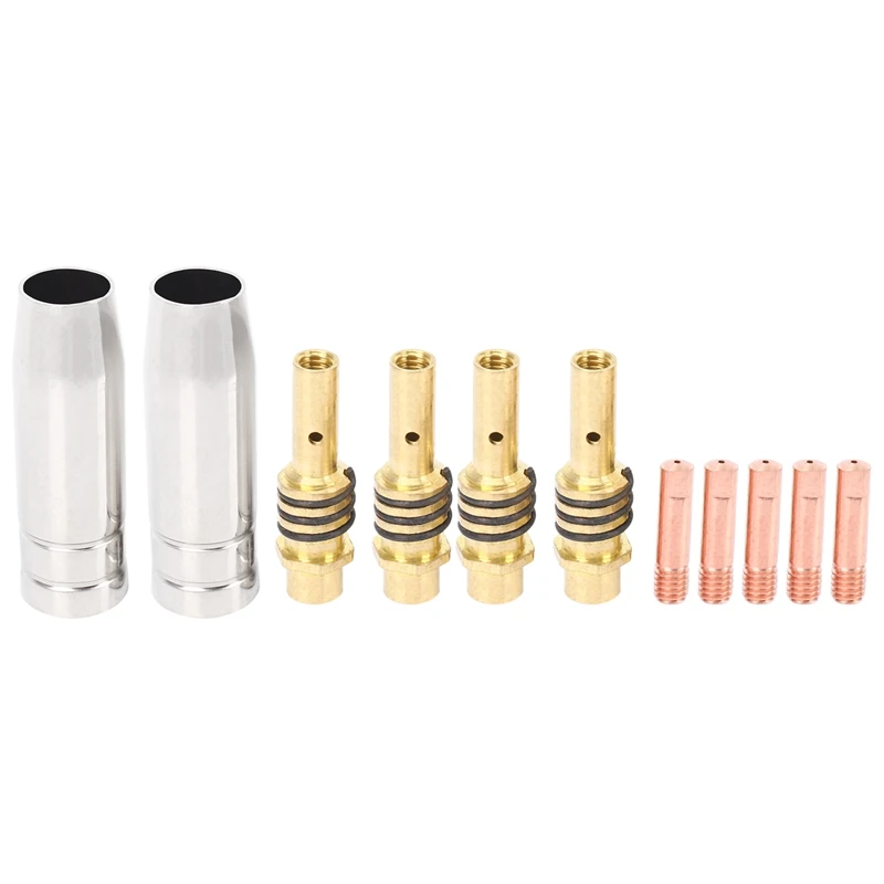 

11Pcs/Set Mig Welding Nozzle Welder Torch Nozzles Gold Tip Holder Contact Tips 0.040 Inch Gas Diffuser Set For Torches