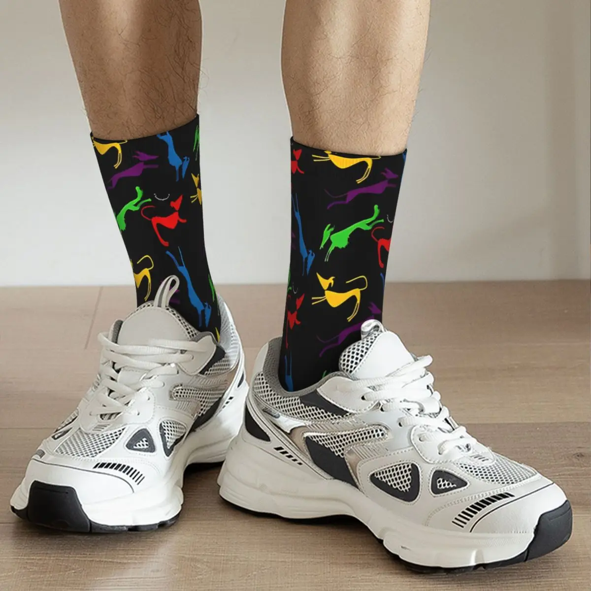 Regenbogen Silhouette Windhund Socken Männer Frauen glücklich Hund Liebhaber Tier Socken Hip Hop Frühling Sommer Winter Mittel rohr Socken