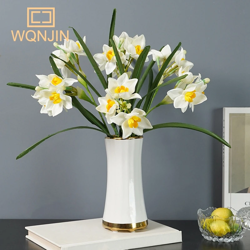 1PC, Narcissus Simulation Flower,Horn Flower, Nordic Small Fresh Artificial Flower Dining Table Decoration, Pastoral Style