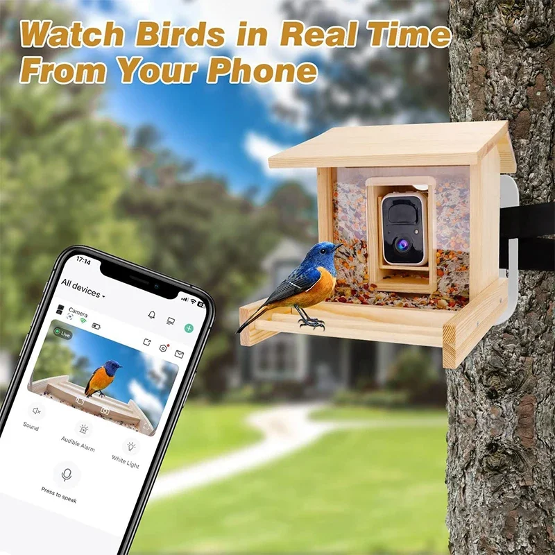 AI Intelligent Recognition Wild Birds Feeders For Outdoors App Control Smart Bird Watcher Bird Feeder With Camera