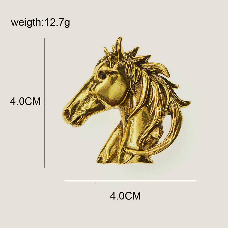 Vintage Fashion Horse Head Brooch Men's and Women's Corsage Versatile Animal Pins