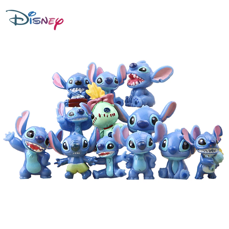 12 pz/lotto Disney Stitch Figure Toy Set Anime Mini Stitch Action figurine bambole Home Party Supply decorazione giocattoli regalo di natale