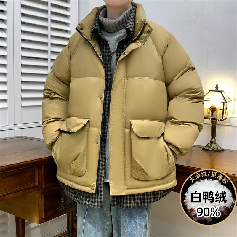 80-280 catties plus fat plus size men 90 white duck down sports leisure cargo warm down jacket in winter plus velvet thickening