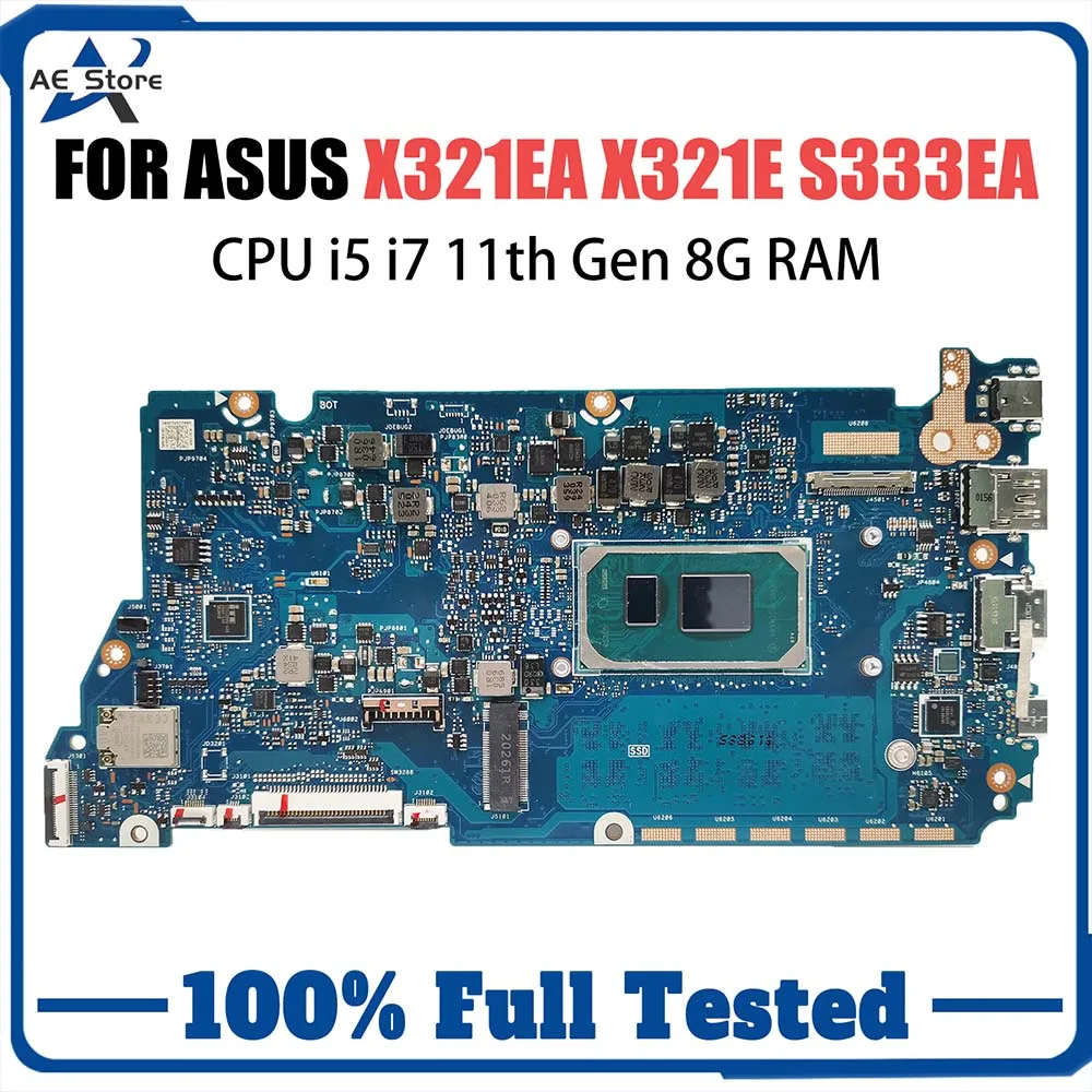 Computer Mainboard For ASUS VivoBook X321EA I333E S333E  Laptop Motherboard  i7 1165G7 CPU 8G  RAM Systemboard