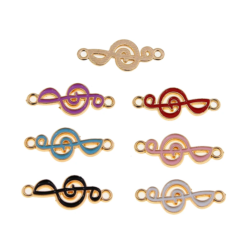 50pcs Double lifting holes Musical Note Charms Enamel Alloy Charms Mix Colors for DIY Handmade Metal Charm Pendants Jewelry