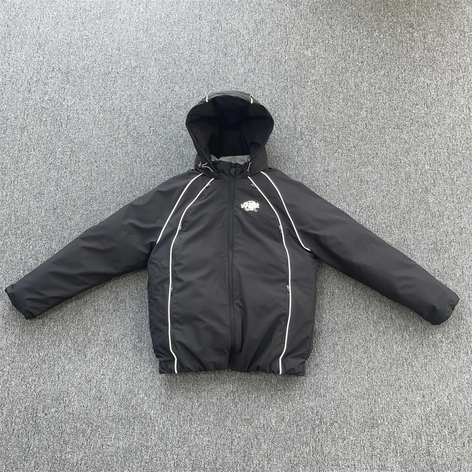 

Syna Reflective Insert Thiened Hooded down Jaet Puffer Coat Warm Outerwear for Men And Women Faionable Long Sve Zipper