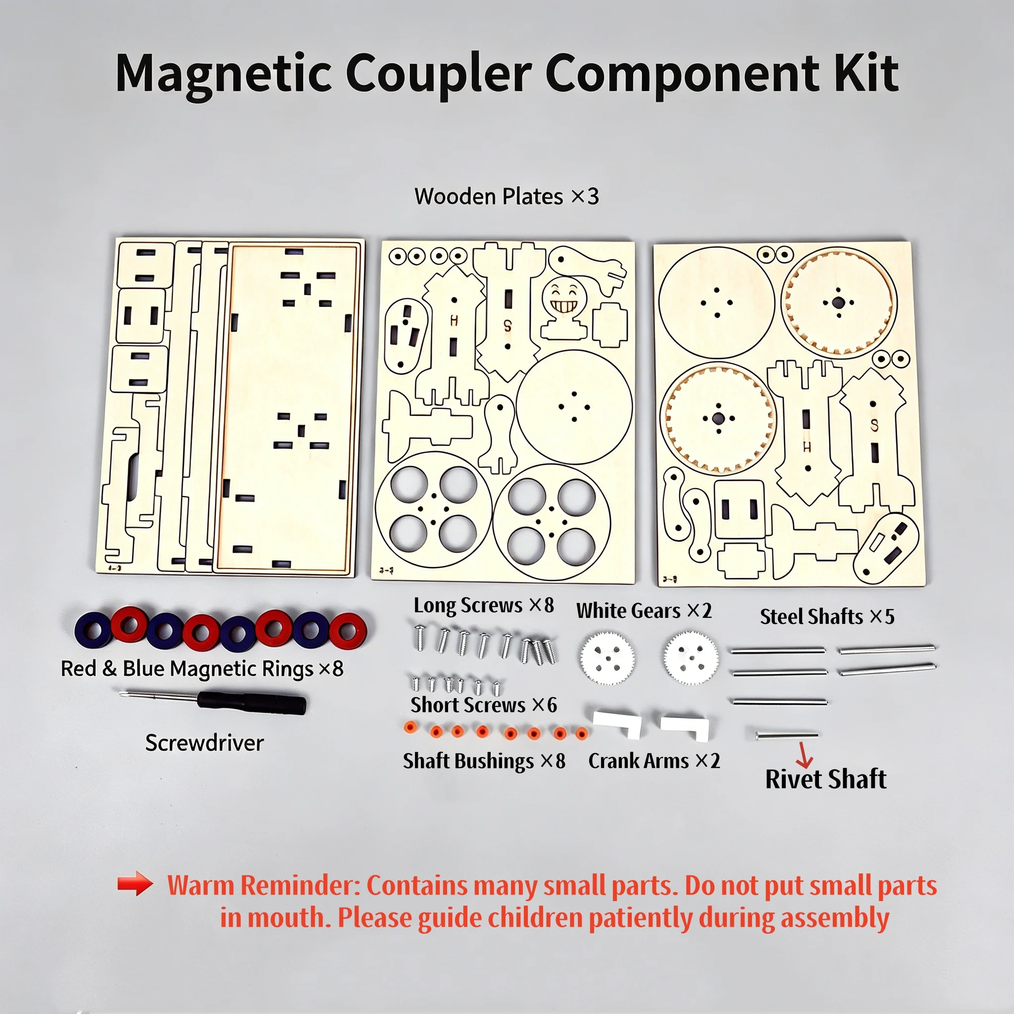 Magnetic Coupler Experiment Model Puzzle Toys Kit physics Wooden handmade DIY material Toy Making STEAM Science Educational Toy