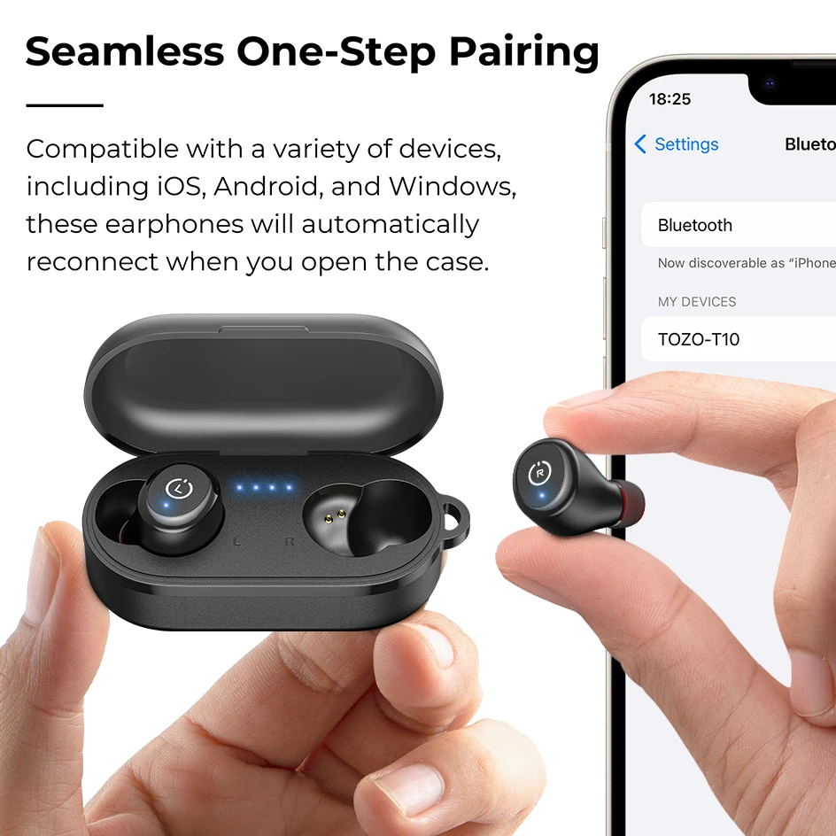 TOZO 2024 T10 mini Wireless Earbuds Ergonomic Edition Bluetooth 5.3 Headphones 55H Playtime APP EQ Customisable