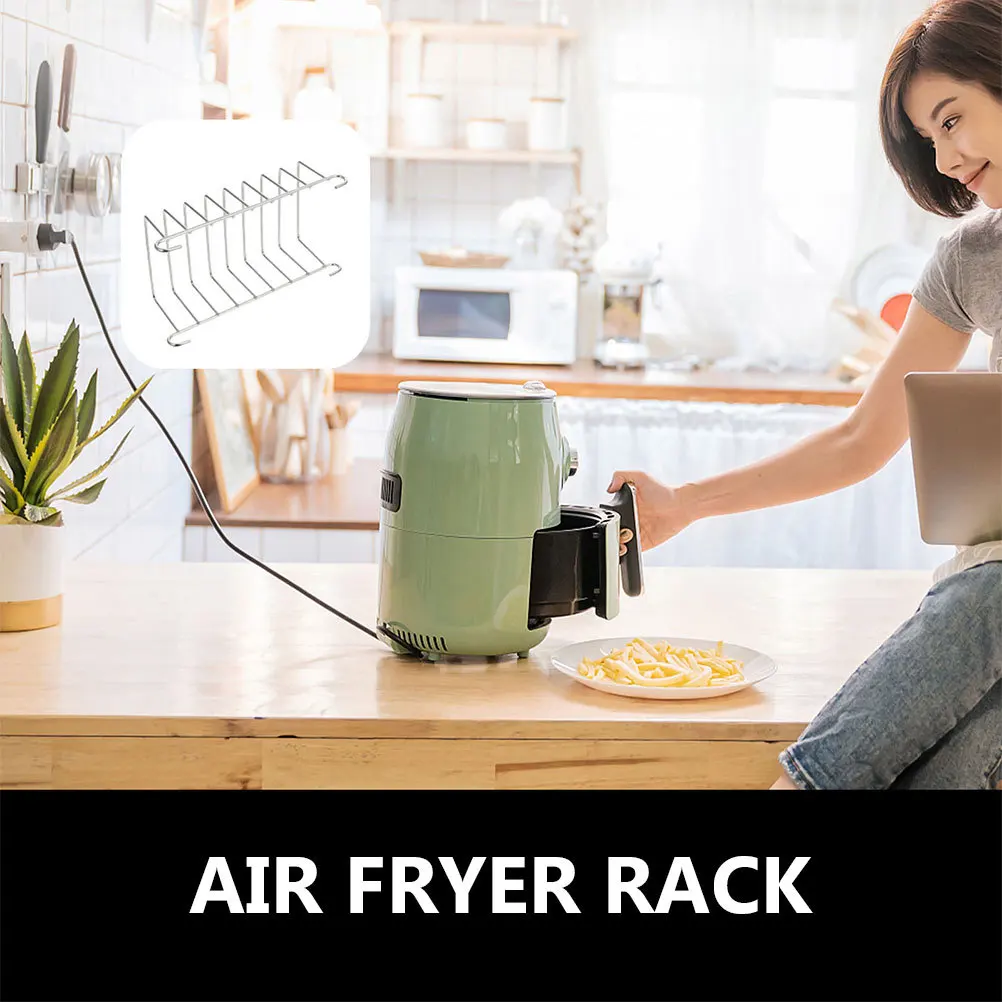 

Electric Fryer Toast Rack Stainless Steel Cooking Tool Bread Baking Mold Air Fryer Accessory Grilling Rack for Roasting Steaming
